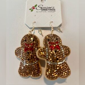 Juliet By Crystal Avenue Gingerbread man,puff felt.rhinestone fish hook,drop